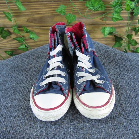 Converse Boys Sneaker Hi Top Sz T 11 Medium Blue Fabric Hook & Loop - Picture 2 of 5